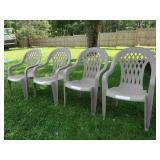 4 LIKE NEW PLASTIC LAWN CHAIRS