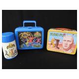 VINTAGE LUNCH BOXES AND THERMOS.