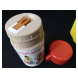 2 VINTAGE LUNCHBOXES AND 1 THERMOS.