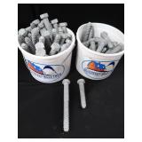 2 ICREAM PAILS FULL OF  NEW GALVANIZED CARBON STEEL HEX BOLTS