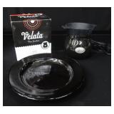 NEW VELATA FUN FONDUE / VINTAGE POTTERY PLATE