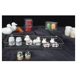 9 VINTAGE SALT AND PEPPER SHAKERS