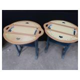 2 MATCHING WOOD TABLES