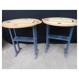 2 MATCHING WOOD TABLES