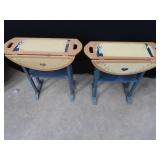 2 MATCHING WOOD TABLES