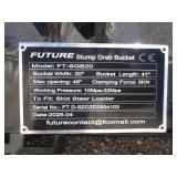 Future Equipment Skid Steer 20" Stump/Rock Bucket w/Grapple Future Equipment Skid Steer 20" Stump/Rock Bucket w/Grapple