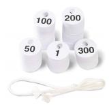 2 Plastic Hanging Number Tag Sets 1-300, 600 Total Double Sided Hanger Labels - Brand New