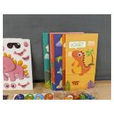 Dinosaur Party Favor Set - Bags, Stickers, Toys, Eggs, Scratch Bookmarks - Brand New