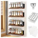 KitHero Magnetic Spice Organizer Set - 24 Glass Jars, 4 Racks - Brand New