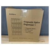 KitHero Magnetic Spice Organizer Set - 24 Glass Jars, 4 Racks - Brand New