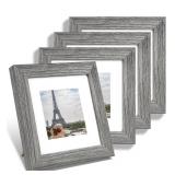 4 Grey 6" x 6" Picture Frames with Mat - Brand New