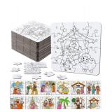 24 Realspring Color Your Own Nativity Jigsaw Puzzles - Brand New