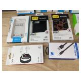 9 Phone and AirPod Cases, Adapter, and 3 Cables: OtterBox, Presidio, Anger, Belkin, Etc. - Brand New