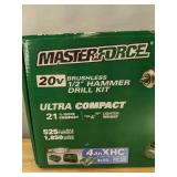 Masterforce 20V Brushless 1/2" Hammer Drill Kit - Brand New