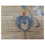 Angel Wings Memorial Crystal Hanging Decoration, 18 Inch, Silvery - Brand New