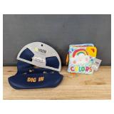Moon and Stars Silicone Bib and Soft Crinkle Colors Book - Brand New