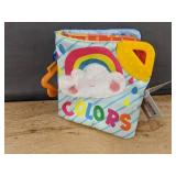 Moon and Stars Silicone Bib and Soft Crinkle Colors Book - Brand New