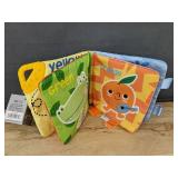 Moon and Stars Silicone Bib and Soft Crinkle Colors Book - Brand New