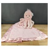 Moon and Stars Pink Blanket with Stuffed Octopus Plush - Brand New
