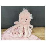 Moon and Stars Pink Blanket with Stuffed Octopus Plush - Brand New