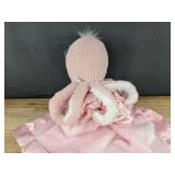 Moon and Stars Pink Blanket with Stuffed Octopus Plush - Brand New