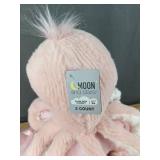 Moon and Stars Pink Blanket with Stuffed Octopus Plush - Brand New
