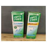 2 Opti-Free Puremoist & Replenish Disinfecting Solutions 10 oz Each - Brand New