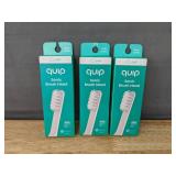 3 Quip Sonic Brush Head Soft Refills in White - Brand New