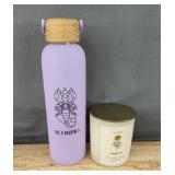 Scorpio Glass Lavender Water Bottle and Marigold Soy Candle - Brand New