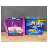 34 Tampax Pearl Tampons Duo Pack and 30 Poise Fresh Protection Pads Light Regular - Brand New