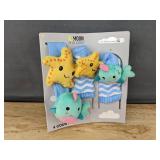 Moon and Stars Silicone Bib and Hand & Foot Rattles Set - Brand New