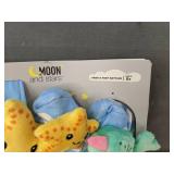 Moon and Stars Silicone Bib and Hand & Foot Rattles Set - Brand New