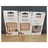 3 Kiss Artificial Nail Sets - Salon Acrylic and Gel - Brand New