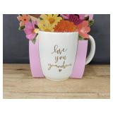 2 Modern Expressions Mugs - Love You Mom & Love You Grandma - Brand New