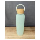 Teal Capricorn Glass Water Bottle and January Carnation Soy Candle - Brand New
