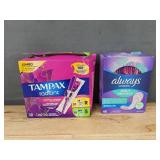 38 Tampax Radiant Tampons & 48 Always Daily Protect Liners - Brand New