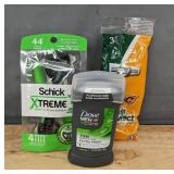 3 Schick and 3 Bic Disposable Razors Sets with Dove Men+Care Deodorant - Brand New