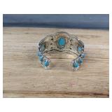 Western Style Silvery Turquoise Jewelry Set - Necklace, Bracelet, Earrings - Brand New