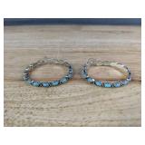 Western Style Silvery Turquoise Jewelry Set - Necklace, Bracelet, Earrings - Brand New