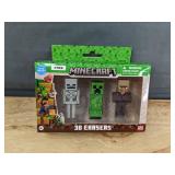 3 Minecraft 3D Erasers: Creeper, Skeleton, Villager - Brand New