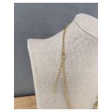 Goldish Adjustable Necklace with 10 Colored Stones - Brand New