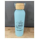 Teal Aquarius Glass Water Bottle & February Violet Soy Candle - Brand New