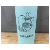 Teal Aquarius Glass Water Bottle & February Violet Soy Candle - Brand New