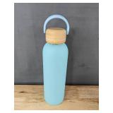 Teal Aquarius Glass Water Bottle & February Violet Soy Candle - Brand New