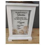 "Grandma" Sentiment LED Lantern, White & Gold, 15-Inch - Brand New