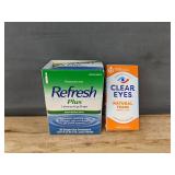 30 Refresh Plus Lubricant Eye Drops and Clear Eyes Natural Tears Lubricant Eye Drops - Brand New