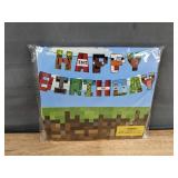 Birthday Party Supplies: Candy Boxes, Musical Candle, Minecraft Banner & Balloons - Brand New