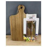 Season of Love Wood Serving Board with Knives - Brand New