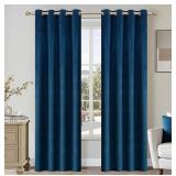 2 Guibaf Navy Velvet Window Treatment Panels, 38 x 84 in - Brand New