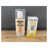 Hawaiian Tropic Hydration Face SPF 30 & Olay Dewy Glow Stick SPF 50 - Brand New